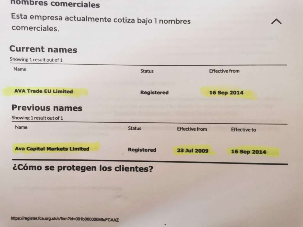 AVATRADE se llamaba Ava Capital Markets Limited del 23 de Julio de 2009 al 16 de septiembre de 2014.